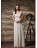 Champagne Lace Chiffon Sheer Back Bridesmaid Dress